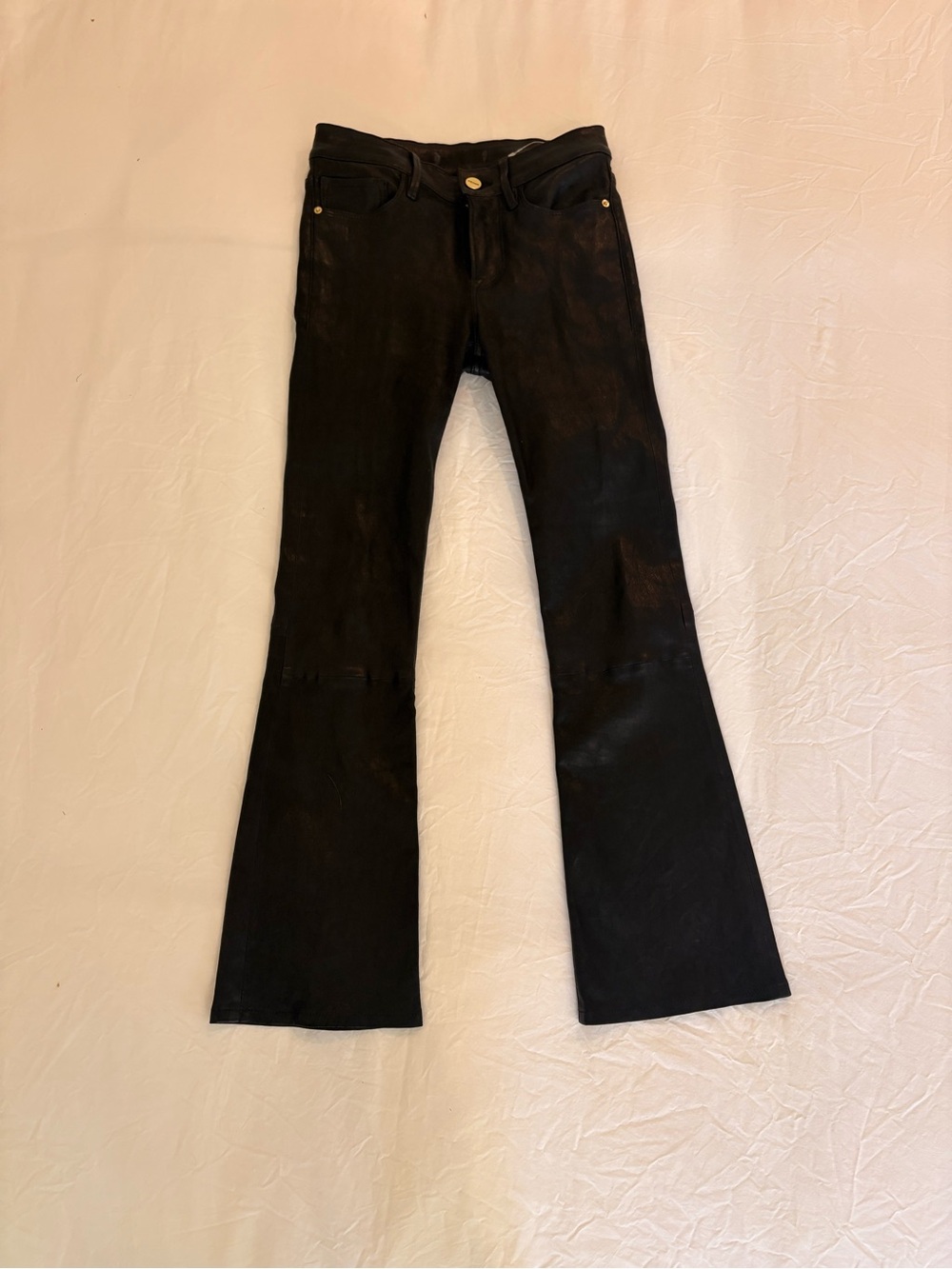 Frame Denim Black Le Crop Mini Boot Leather Pants - Picture 6 of 11